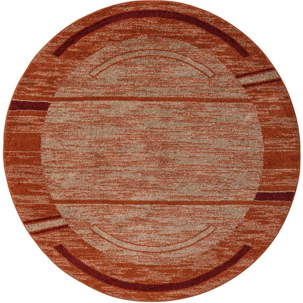 Unique Loom Autumn Foilage Terracotta 8' 0 x 8' 0 Round Rug