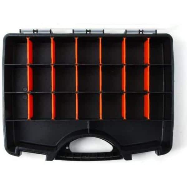 Tactix 320034 15-Compartment Interlocking Small Parts Organizer In Black (2  Pack)