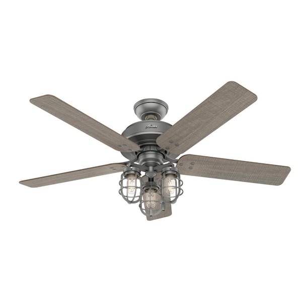 Hunter Port Isabel 52 in. LED Indoor/Outdoor Matte Silver Ceiling Fan with Light Kit
