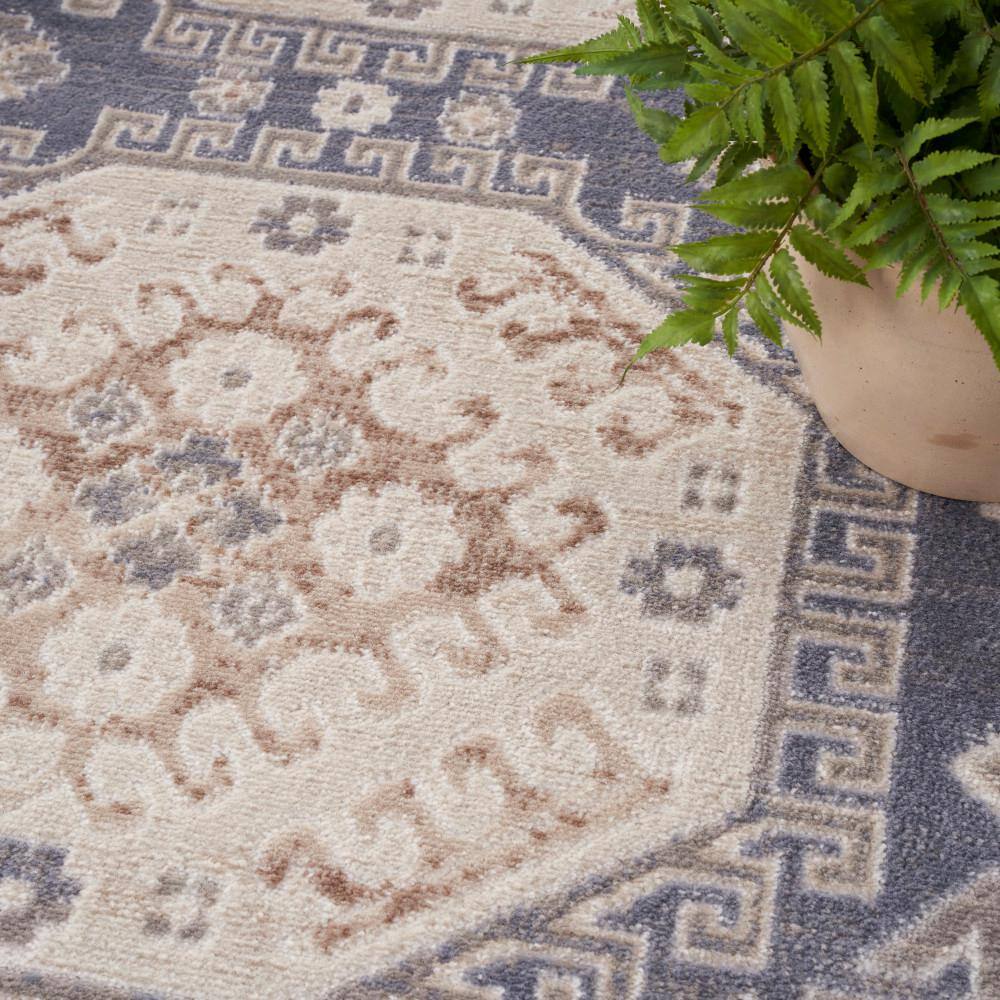 Handmade Blue and Ivory Medallion Synthetic 8' x 10' Area Rug