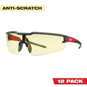 Safety Glasses with Yellow Anti-Scratch Lenses (12-Pack)