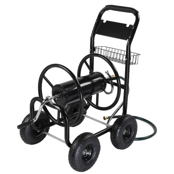 Black Iron 4-Wheel Hose Reel Truck