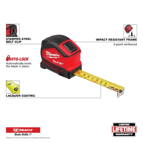 16 ft. Milwaukee Magnetic Tape Measure 48-22-7116 with blueprint scale –  Lixer Tools
