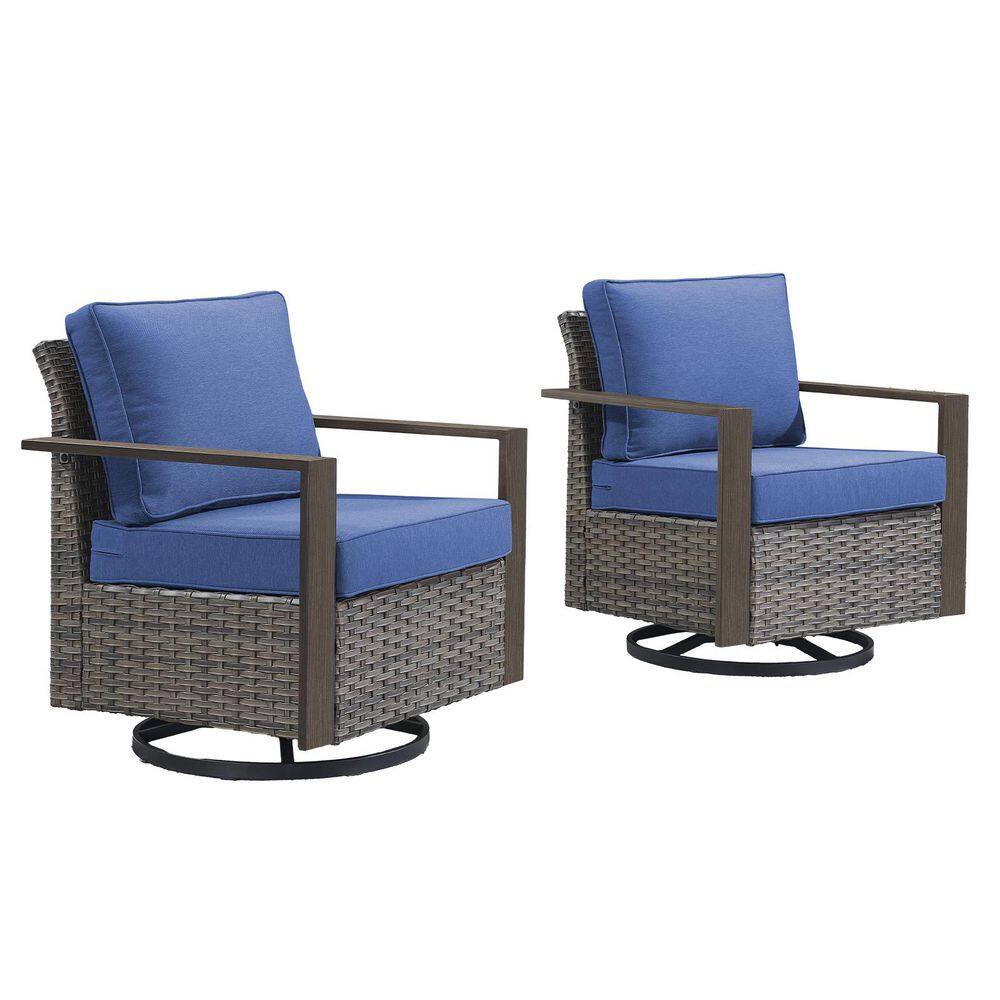 Resin Board Gray Swivel Wicker Outdoor Rocking Chair with Gray Cushions and Glide (2-Pack) price history on PriceWatchPro