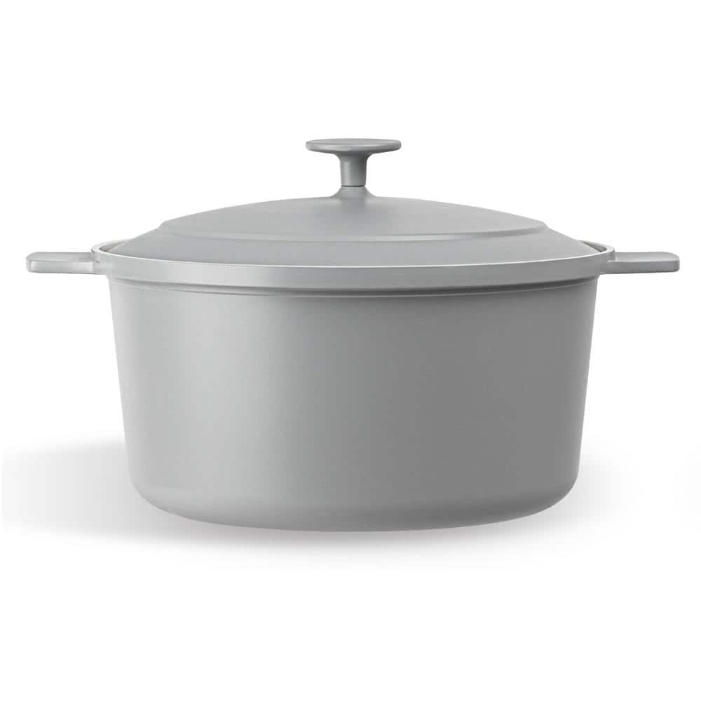 5 qt. Round Aluminum Ceramic Nonstick Dutch Oven in Grey