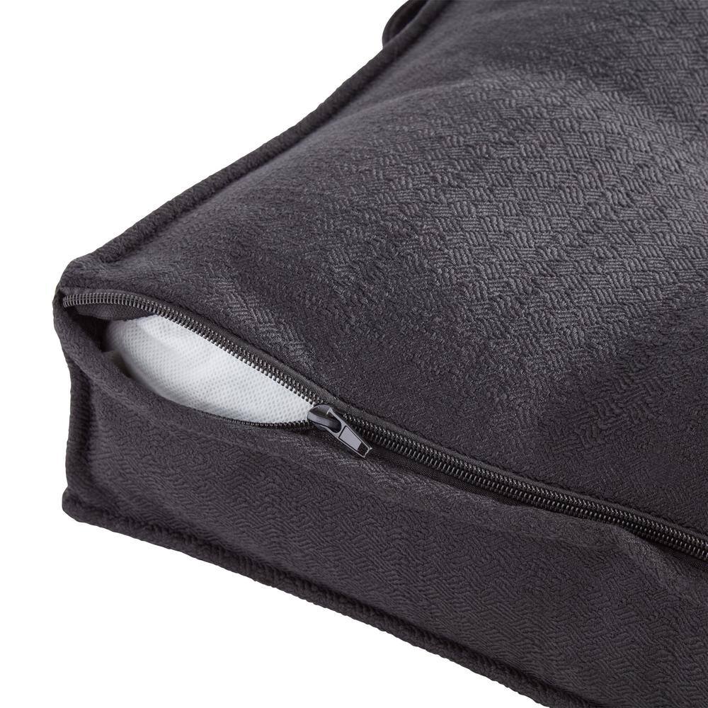 Small Black Tufted Polyester Square Dog Bed