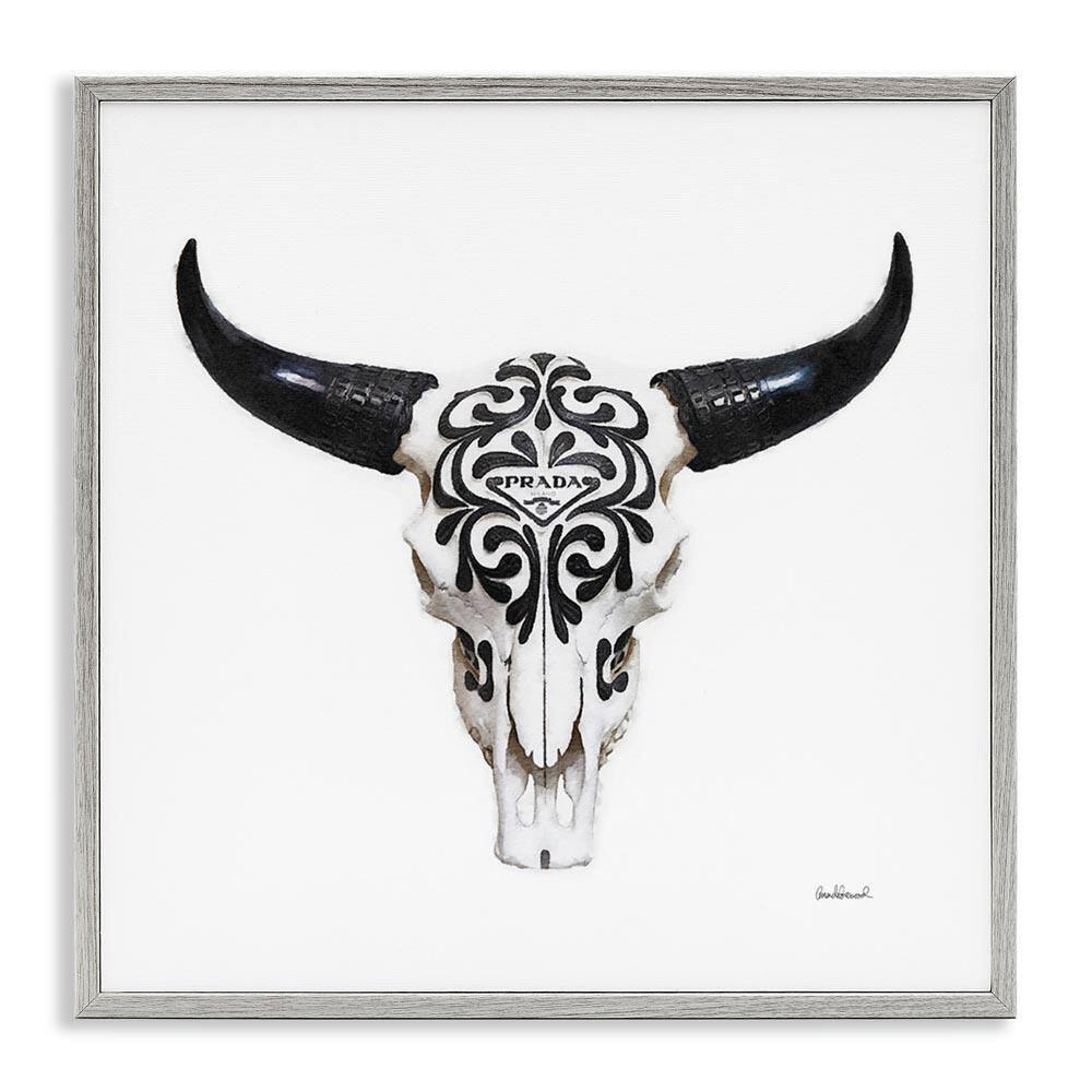 Fashion Brand Cow Skull by Amanda Greenwood Gray Framed Animal Giclee Art Print 12 in. x 12 in. price history on PriceWatchPro