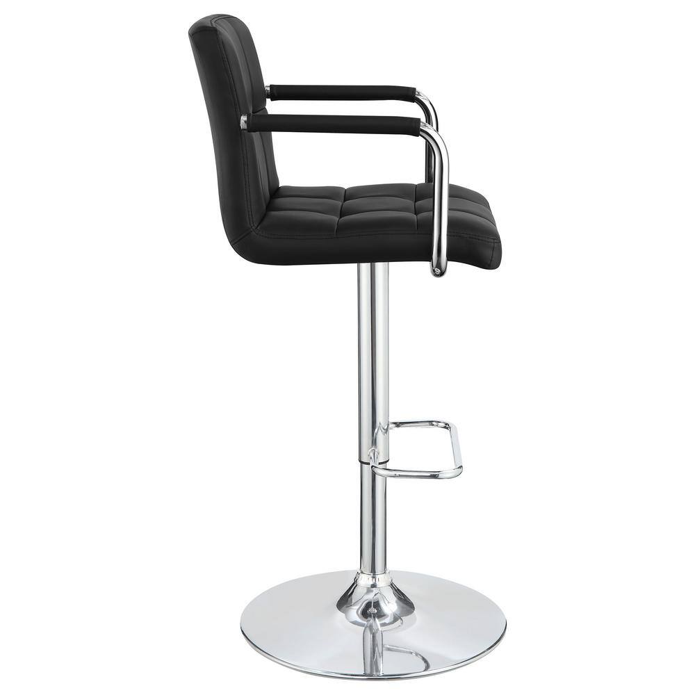 Adjustable Black Leatherette and Chrome Bar Stool