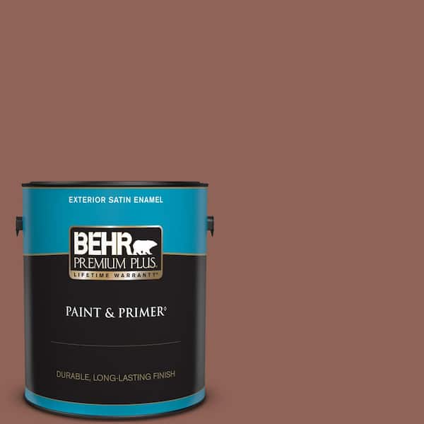 BEHR PREMIUM PLUS 1 gal. #BXC-57 Raw Sienna Satin Enamel Exterior Paint & Primer