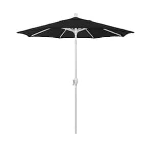 7.5 ft. White Aluminum Pole Market Aluminum Ribs Push Tilt Crank Lift Patio Umbrella in Black Sunbrella