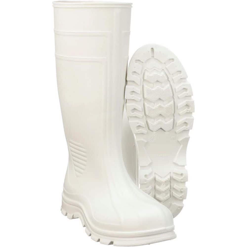 Mens Size 6 White Economy Jumbo Shrimp Steel Toe PVC Boot