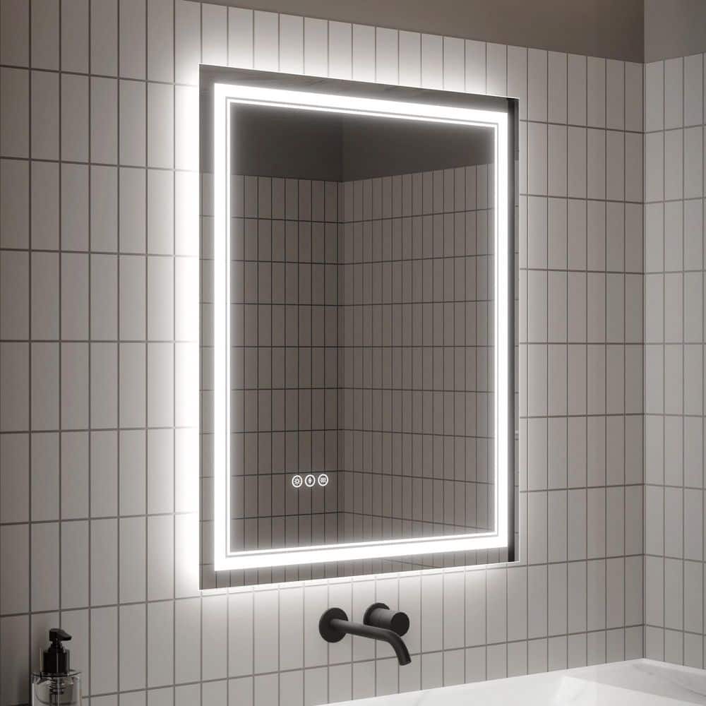 30 in. W x 36 in. H Rectangular Frameless Anti-Fog Wall Dimmable Backlit Dual LED Bathroom Vanity Mirror in Silver price history on PriceWatchPro