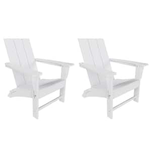 Shoreside White Outdoor Modern Folding Plastic Adirondack Chair