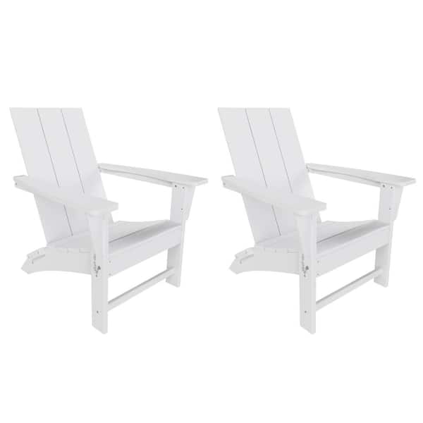 WESTIN OUTDOOR Shoreside White Outdoor Modern Folding Plastic Adirondack Chair