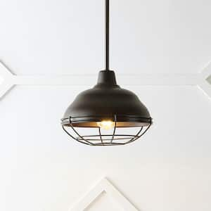 Levi 10.38 in. 1-Light Industrial Farmhouse Iron LED Pendant, Oil Rubbed Bronze