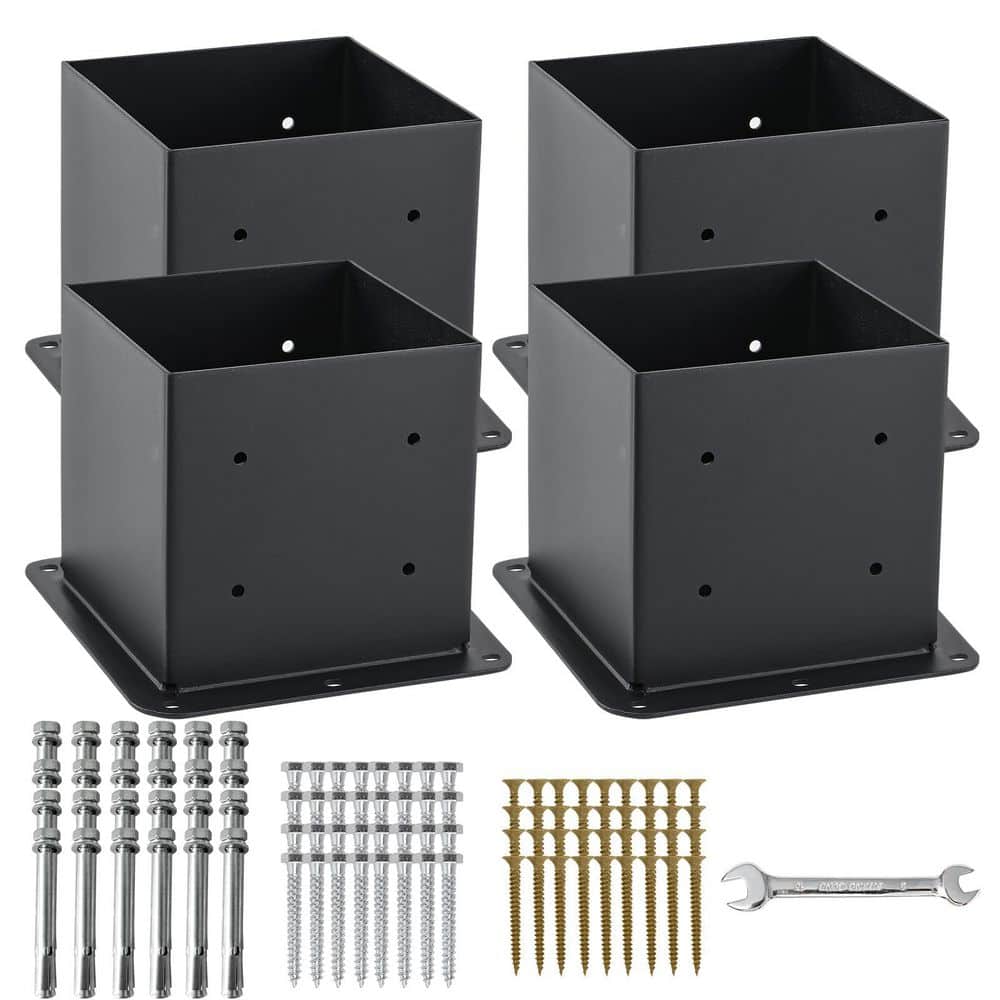 6x6 Post Base 4 Pcs, Solid Steel Black Powder Coated Deck Post Anchors, 13GA Thick for Pergola Fence Kit price history on PriceWatchPro