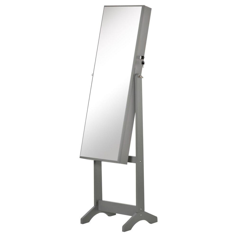 Modern Floor Standing Jewelry Cabinet, Lockable Jewelry Organizer with Full