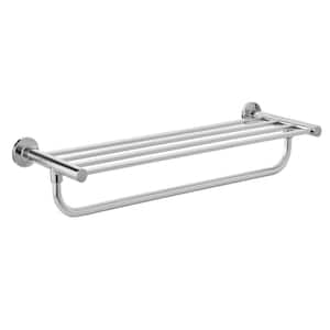 Modern 21 in. Wall Mount Towel Rack with Towel Bar in Chrome