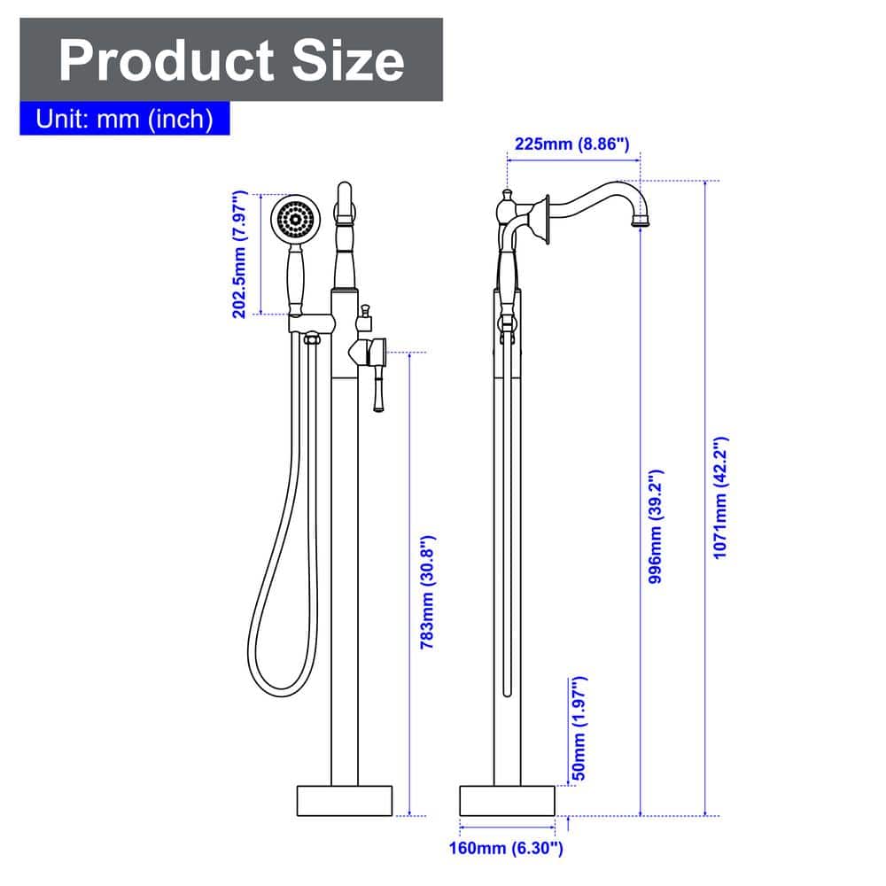 Brushed Nickel Freestanding Tub Faucet with Hand Shower