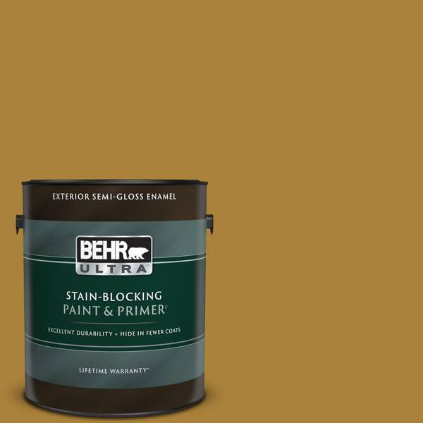 BEHR ULTRA 1 gal. #340D-7 Golden Green Semi-Gloss Enamel Exterior Paint & Primer