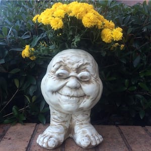 14 in. Antique White Grandma Violet Muggly Planter Statue Holds 6 in. Pot
