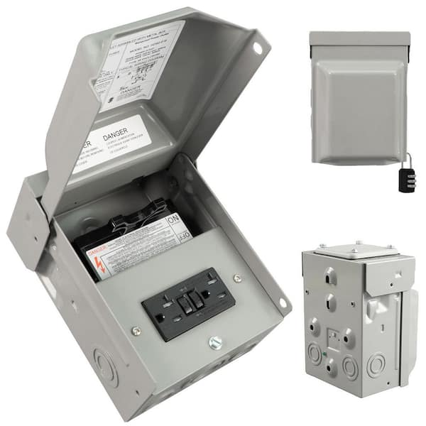 20 Amp Outdoor GFCI Outlet Box with Pullout Disconnect Switch, 125V ETL Listed Weatherproof Lockable Power Panel for RV