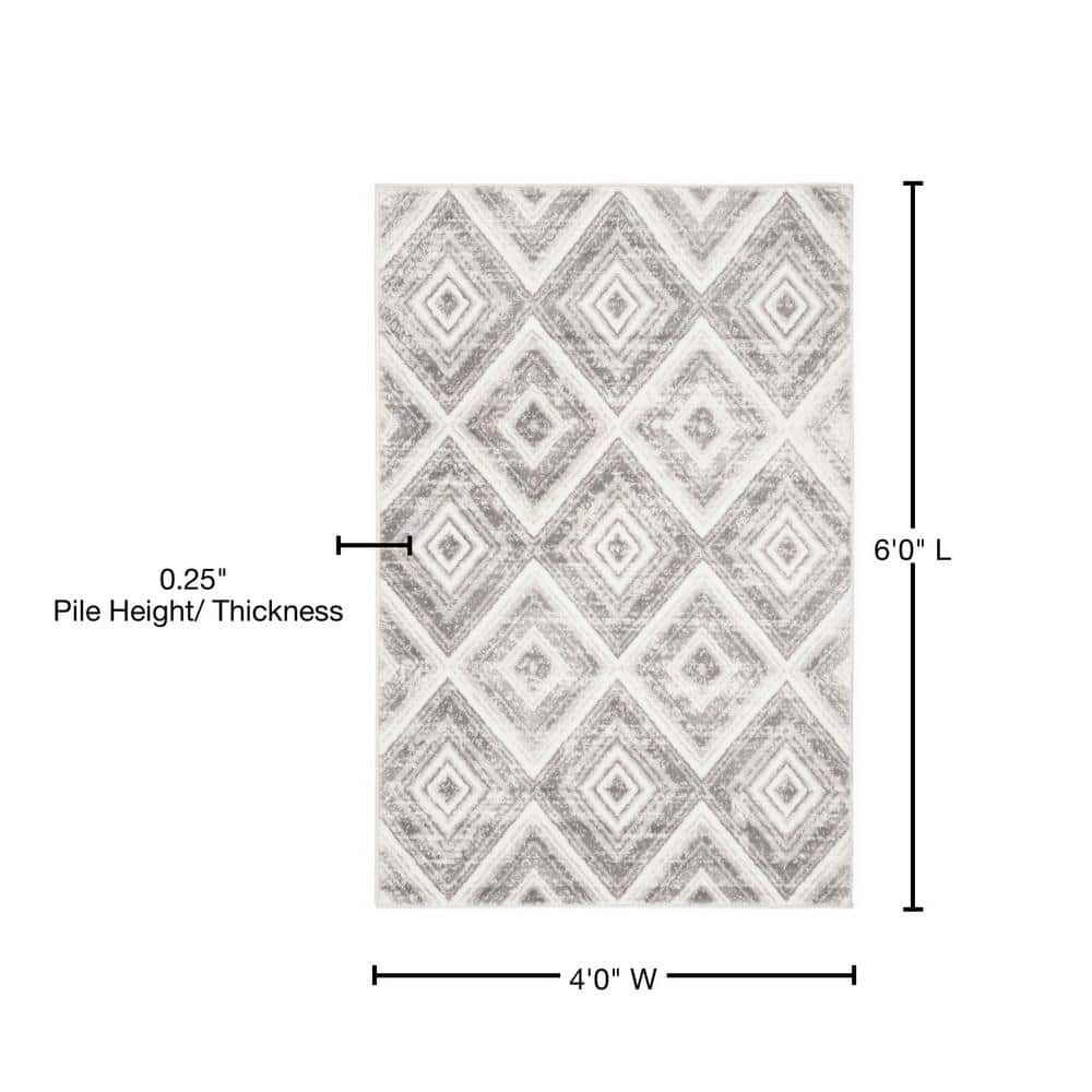 Contemporary Medallion 4' x 6' Reversible Gray Area Rug