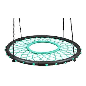 Giant Teal Tarzan Spider Web Outdoor Saucer Swing Seat with 84 in. Rope