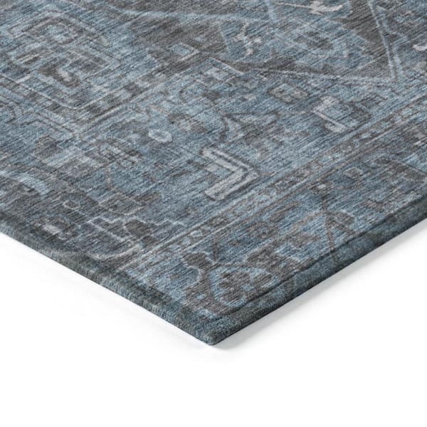 Navy and Black 8 ft. x 10 ft. Woven Oriental Rectangle Indoor/Outdoor Area Rug