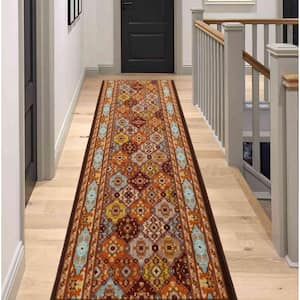 Bakhtiari Design Cut to Size Multicolor Color 36" Width x Your Choice Length Custom Size Slip Resistant Runner Rug