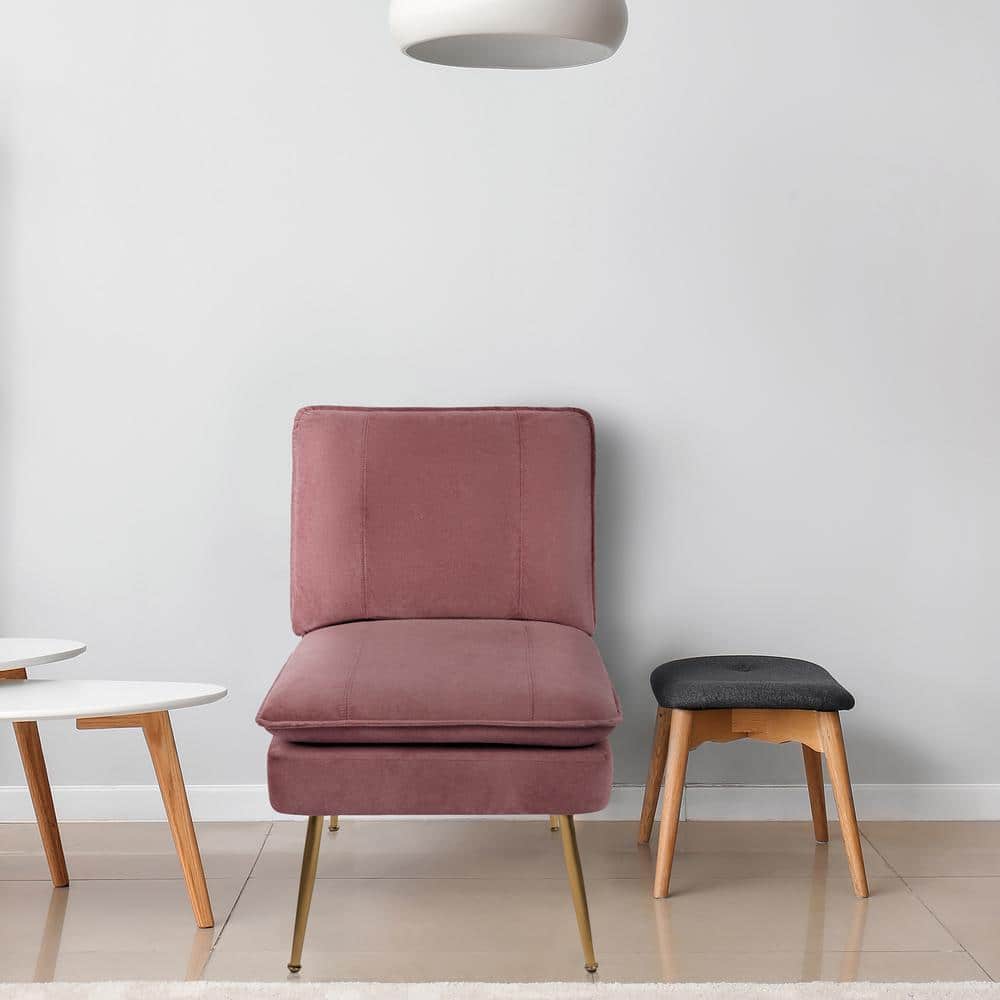 JEAREY Pink 1Piece Armless Upholstered Leisure Accent Chair Tufted