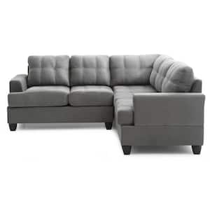 Sandridge 80 in. W 2-Piece Microfiber L Shape Sectional Sofa in Gray