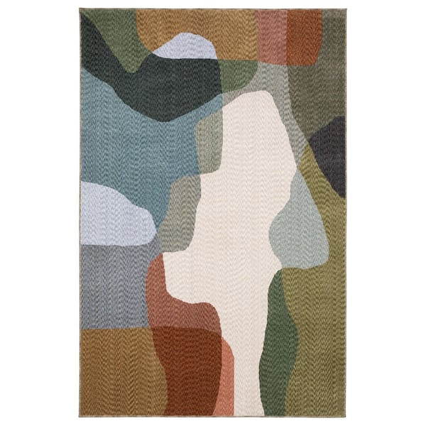 Talon 5 ft. x 8 ft. Green/Brown Abstract Area Rug
