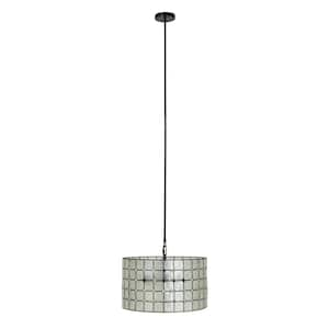 Emma 1-Light Black Finish Round Capiz Shell Chandelier