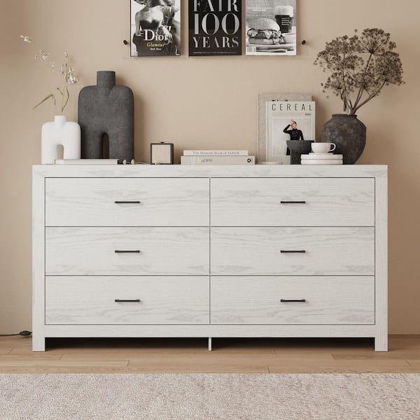 beige 6 drawer dresser Kingdely Wood Grain 6-Drawer 63 in. x 15.7 in. x 33.1 in. Dresser, Wood Chest of Drawers, Sideboard, Storage Cabinet L-THD-200259-01-c 6 Drawers Dresser; wine red long tight black prom Size:US30+