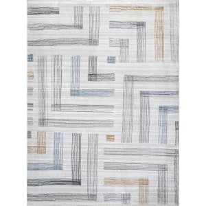 Rani Geometric Angles Light Gray 6 ft. 7 in. x 8 ft. Indoor Area Rug