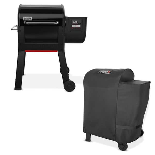 Smoque Pellet Grill and Smoker in Black with Grill Cover