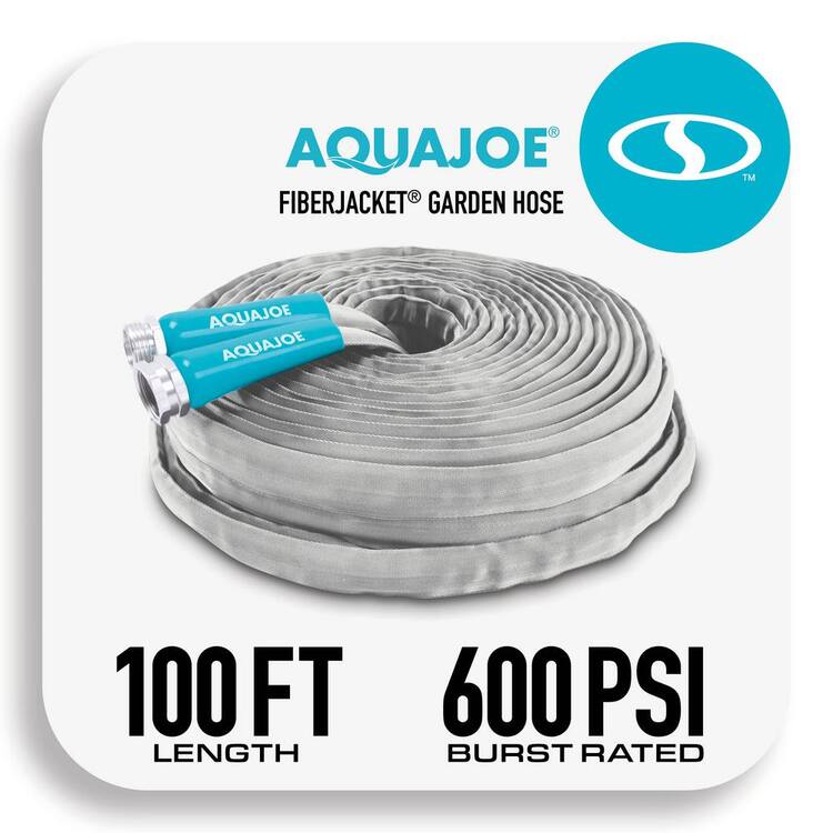 AQUA JOE 1/2 in. Dia. x 100 ft. Xtreme Fiber jacket Garden Hose, Metal Fittings