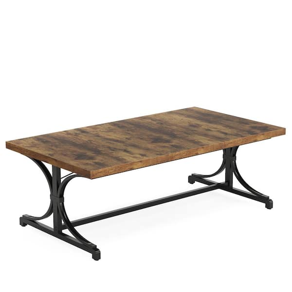 BYBLIGHT Moroni 62.4 in. Rustic Brown and Black Wood Computer Desk, Rectangular Meeting Seminar Table for 4-6 People