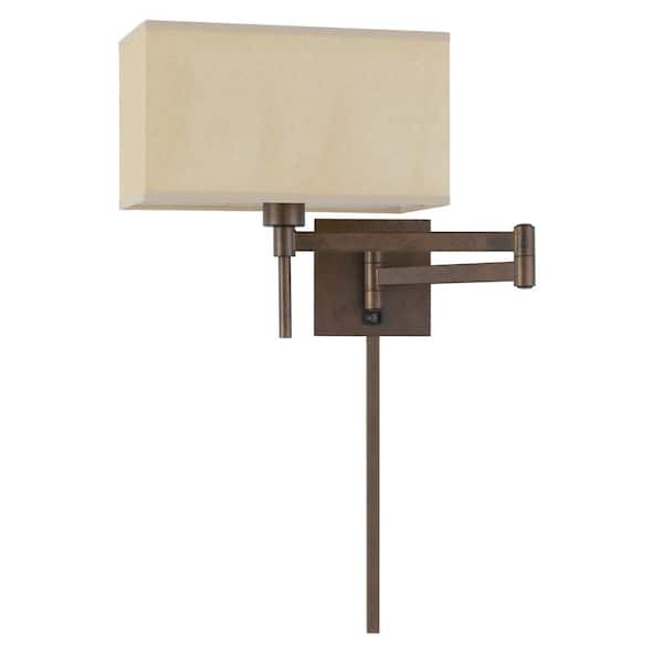 Robson 12 in. H Rust Metal Swing Arm Wall Lamp