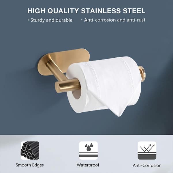 Wall-Mount Single Post Toilet Paper Holder in Brushed Gold Stainless Steel