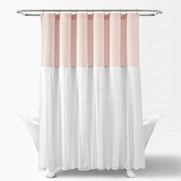 Lush Decor 72 In X Tulle Skirt, White And Pale Pink Shower Curtain