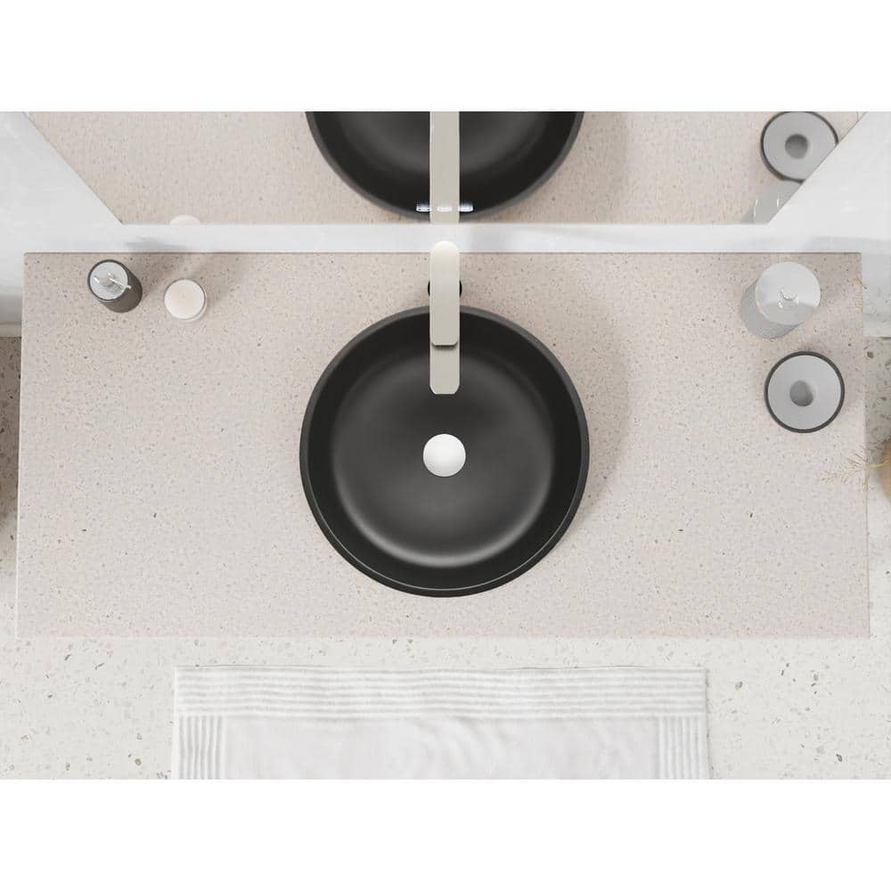 Matte Black Round Glass Above-Counter Bathroom Sink