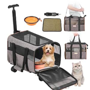 Dog Car Seat - Cat Carrier - Portable Double Pet Travel Car Seat-Brown 