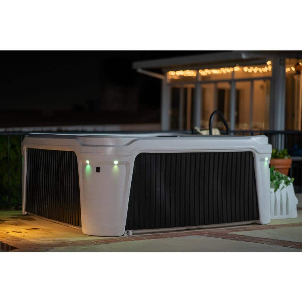 Whitestone and Black Onyx 6-Person Square Hot Tub with Jets