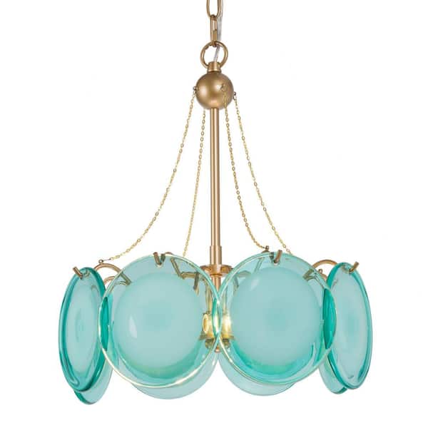 Modern Farmhouse Crystal Chandelier, 4-Light Black and Gold Kitchen Chandelier with Crystal Drops