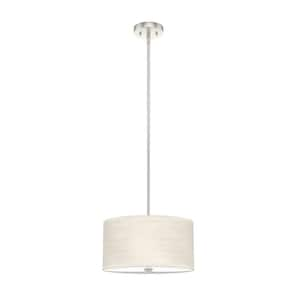 Solhaven 2-Light Brushed Nickel Shaded Pendant Light with Hardback Shade