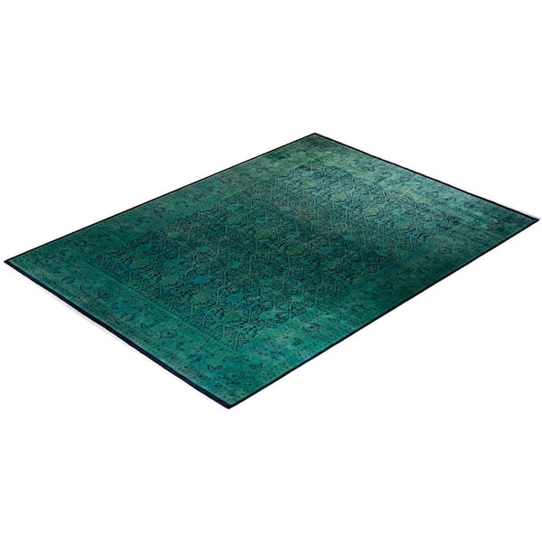 Overdyed Green 10 ft 1 in x 13 ft 1 Wool Indoor Area Rug
