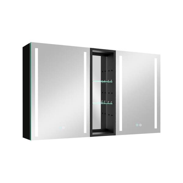 50 in. W x 30 in. H Rectangular Black Framed Surface Mounted Medicine