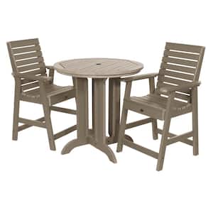 Weatherly Woodland Brown 3-Piece Counter Height Plastic Outdoor Dining Set